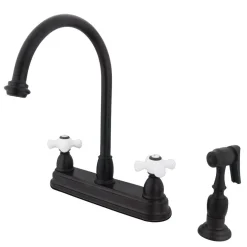 Discount Classic Restoration Two Handle 8" Kitchen Faucet with Brass Sprayer Faucets With Side Spray