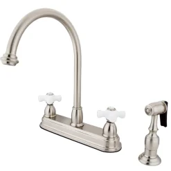 Discount Classic Restoration Two Handle 8" Kitchen Faucet with Brass Sprayer Faucets With Side Spray