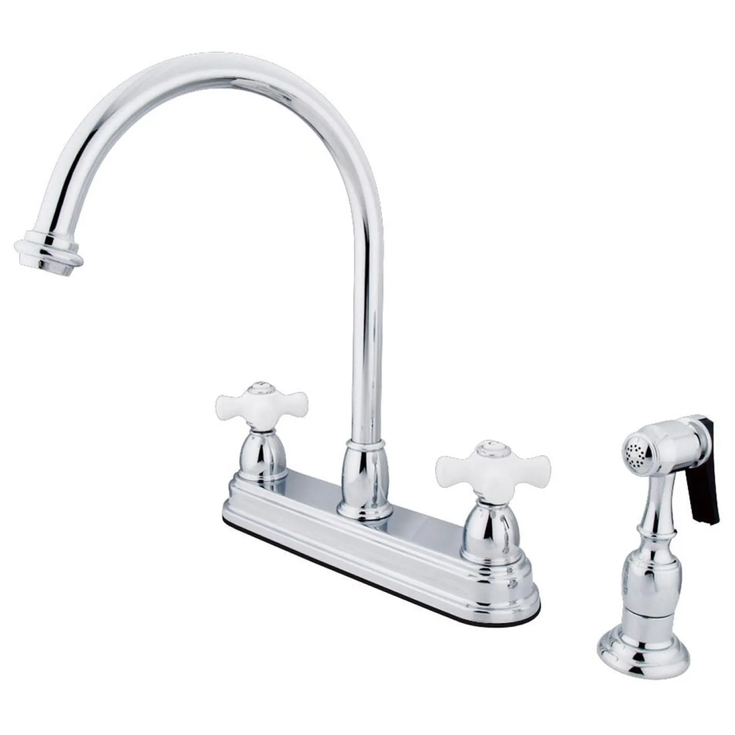 Discount Classic Restoration Two Handle 8" Kitchen Faucet with Brass Sprayer Faucets With Side Spray