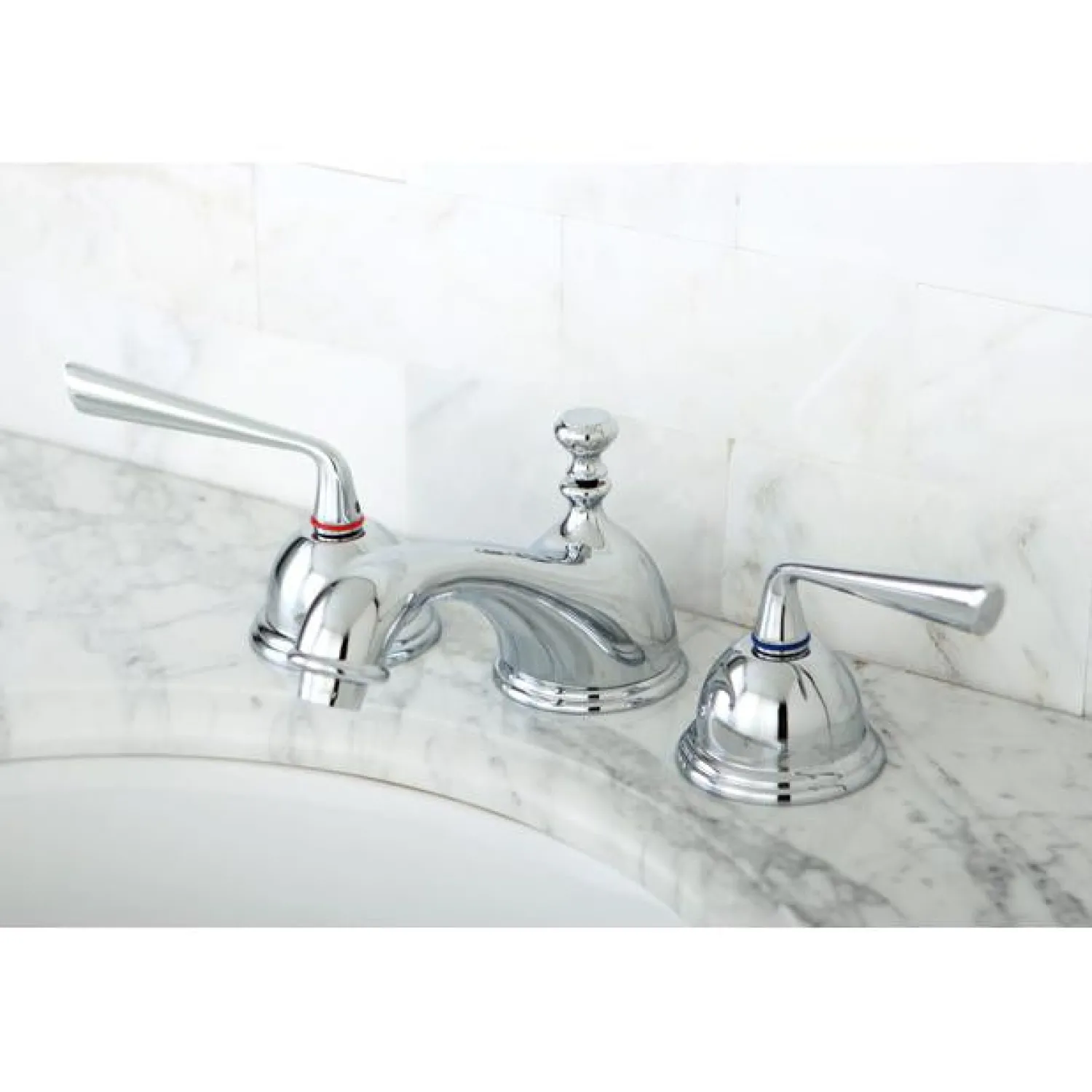 Classic Silver Sage Two Handle 8" to 16" Widespread Lavatory Faucet with Brass Pop-up 8" Widespread