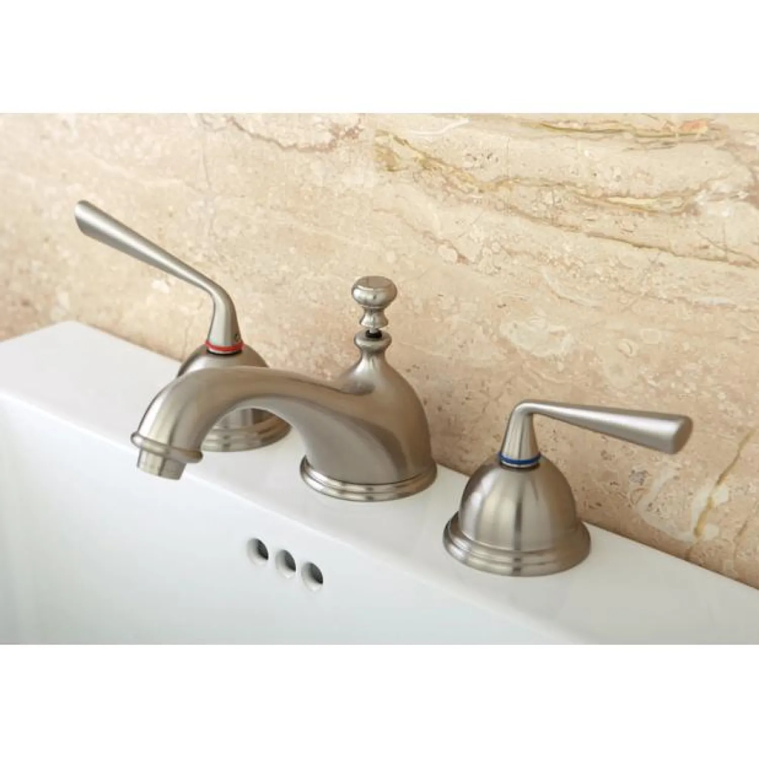 Classic Silver Sage Two Handle 8" to 16" Widespread Lavatory Faucet with Brass Pop-up 8" Widespread