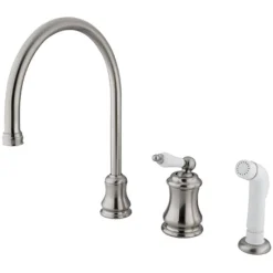 Classic Single Handle Widespread Kitchen Faucet with Non-Metallic Sprayer Widespread Kitchen Faucets|Faucets With Side Spray