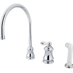 Classic Single Handle Widespread Kitchen Faucet with Non-Metallic Sprayer Widespread Kitchen Faucets|Faucets With Side Spray