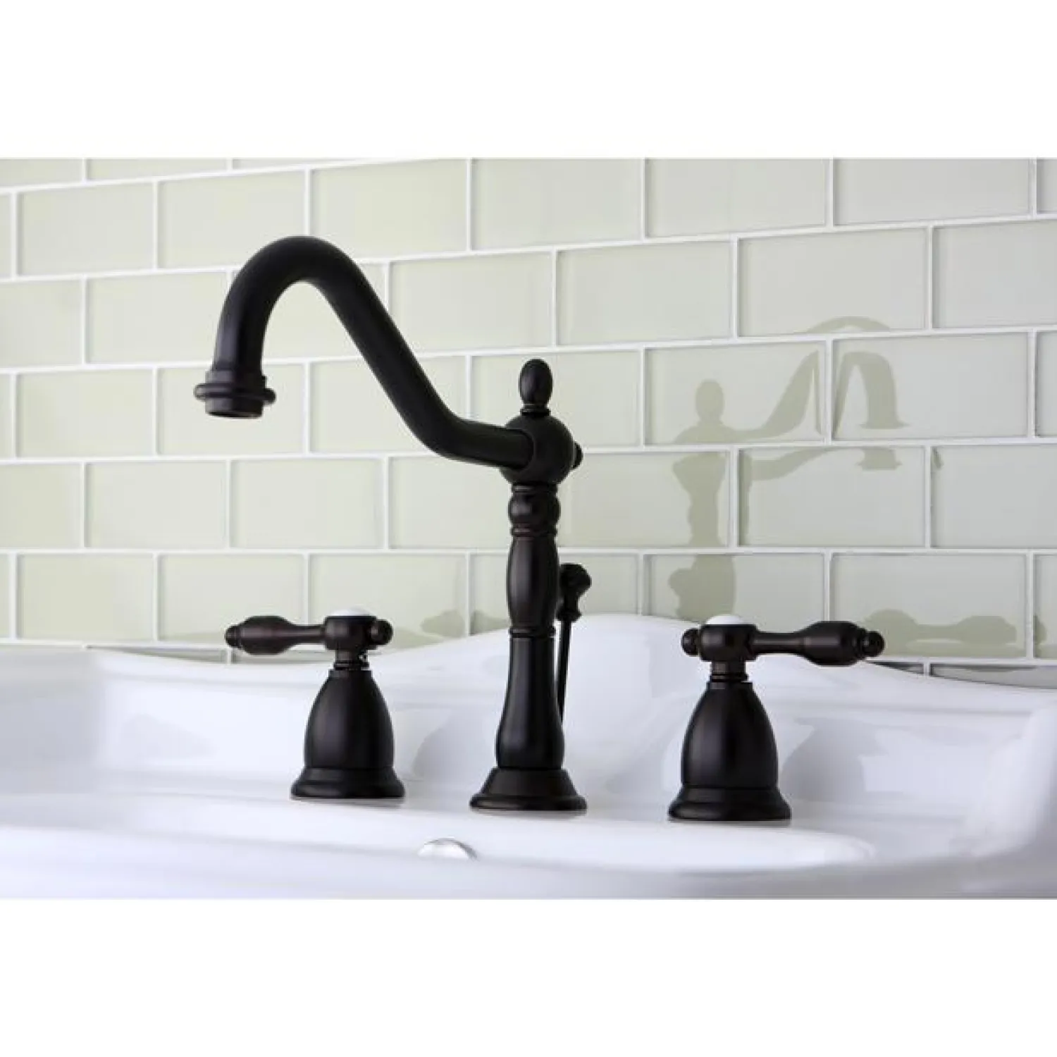 Sale Classic Tudor Widespread Lavatory Faucet with Brass Pop-up 8" Widespread
