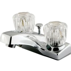 Best Columbia Two Handle 4" Centerset Lavatory Faucet in Polished Chrome with Brass Pop-up 4" Center Set