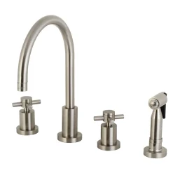 Clearance Concord Deck Mount 8-Inch Widespread Kitchen Faucet with Brass Sprayer Widespread Kitchen Faucets|Faucets With Side Spray