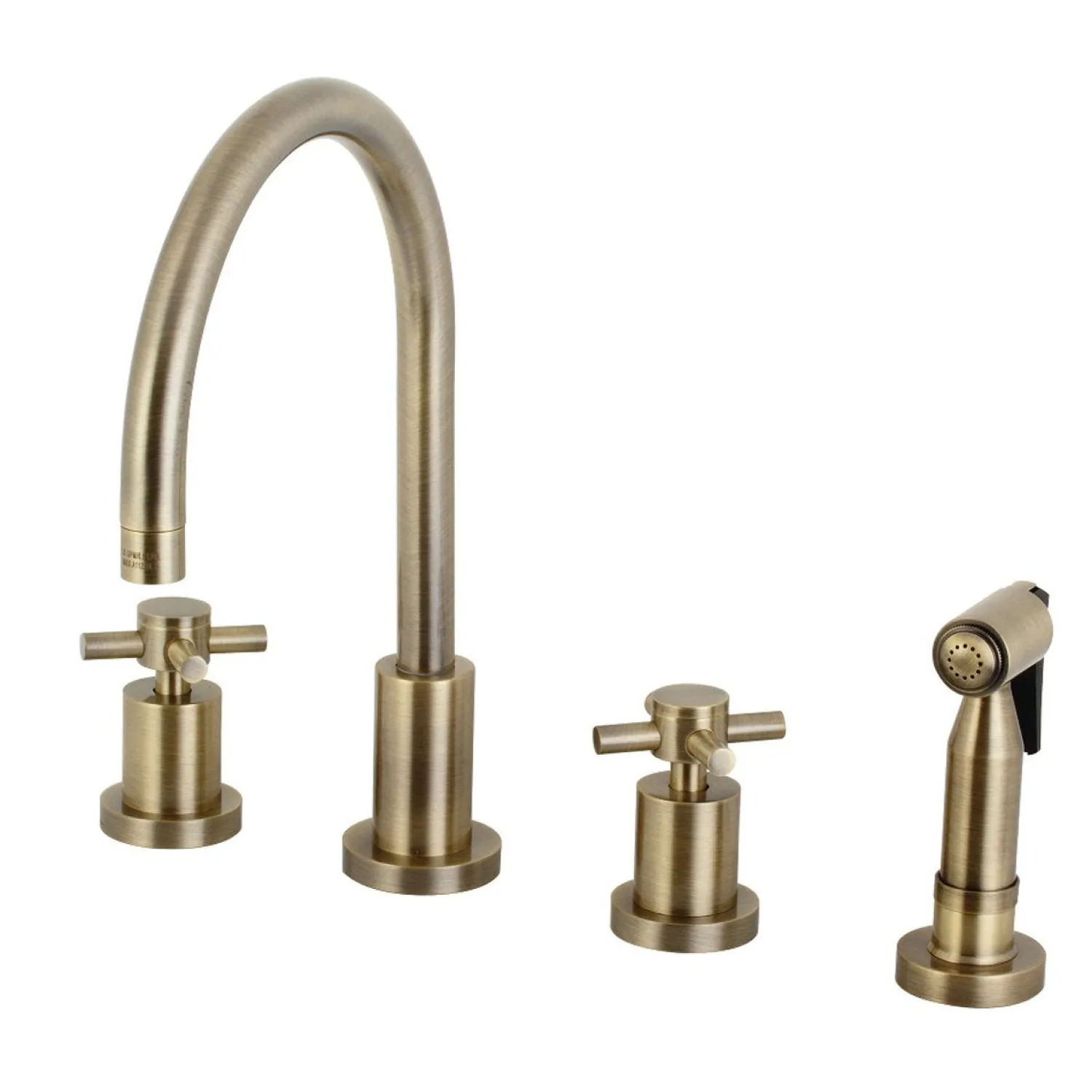 Clearance Concord Deck Mount 8-Inch Widespread Kitchen Faucet with Brass Sprayer Widespread Kitchen Faucets|Faucets With Side Spray