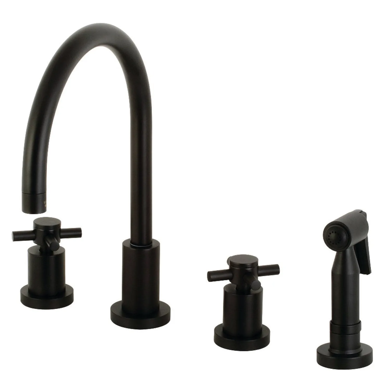 Clearance Concord Deck Mount 8-Inch Widespread Kitchen Faucet with Brass Sprayer Widespread Kitchen Faucets|Faucets With Side Spray