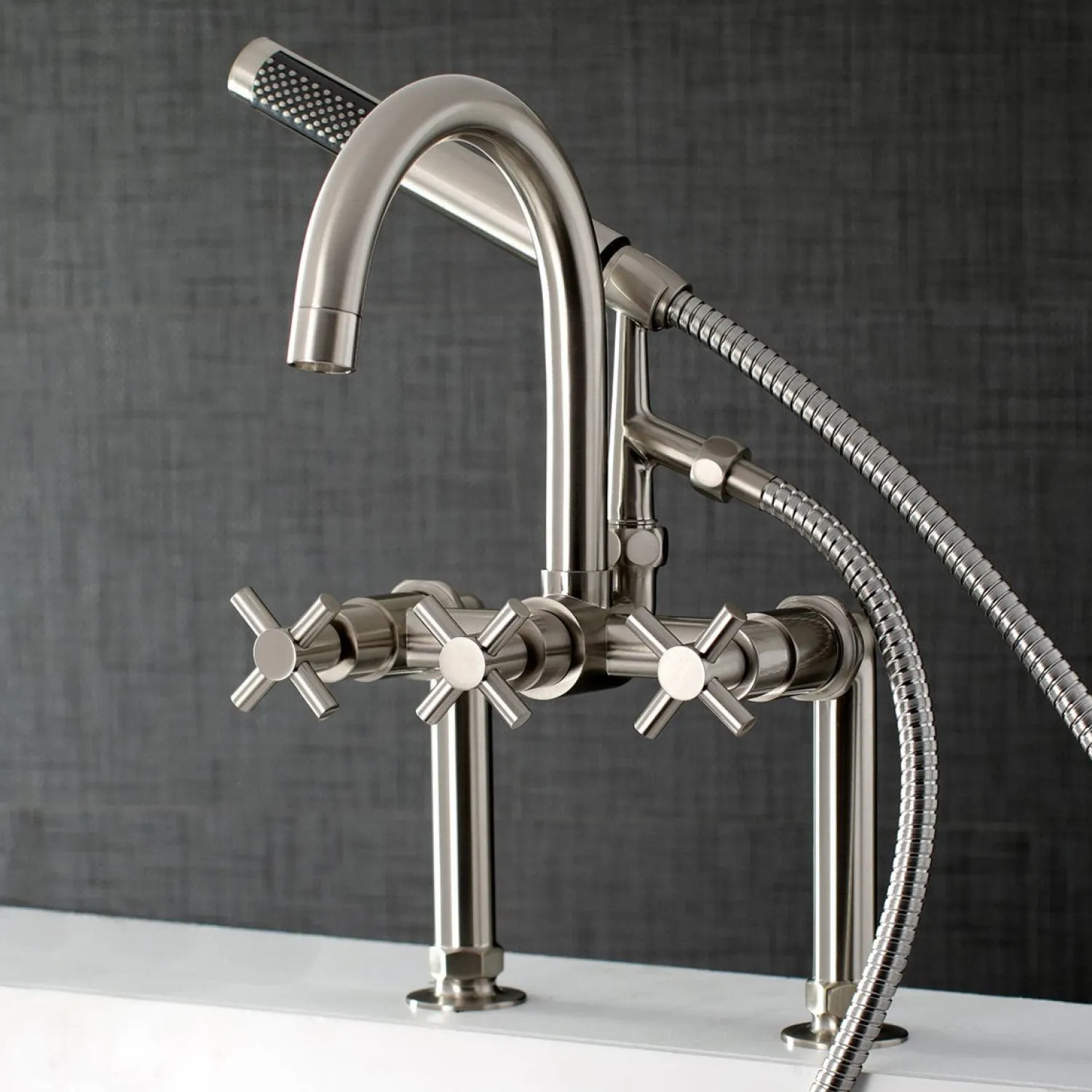 Hot Concord Deck Mount 2-Hole Tub Filler with Hand Shower Tub & Shower Sets|Tub Faucets