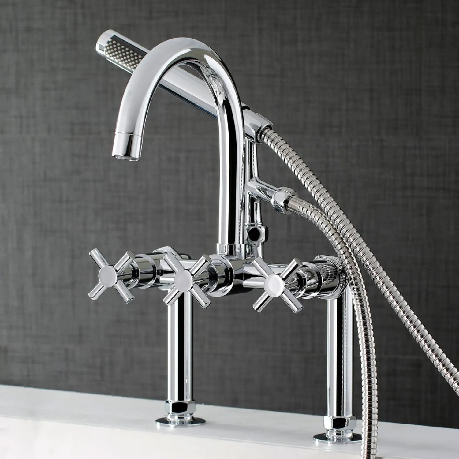 Hot Concord Deck Mount 2-Hole Tub Filler with Hand Shower Tub & Shower Sets|Tub Faucets