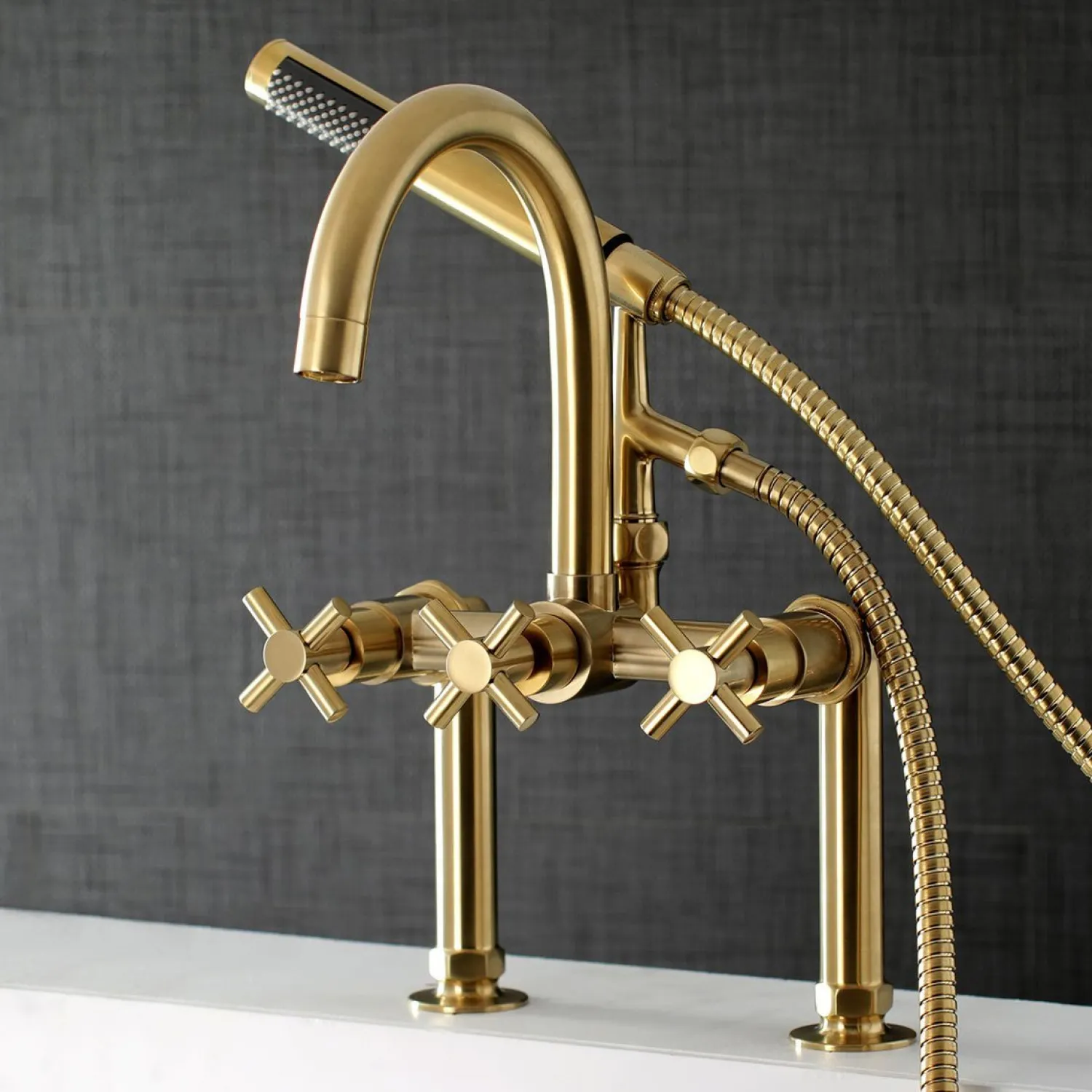 Hot Concord Deck Mount 2-Hole Tub Filler with Hand Shower Tub & Shower Sets|Tub Faucets