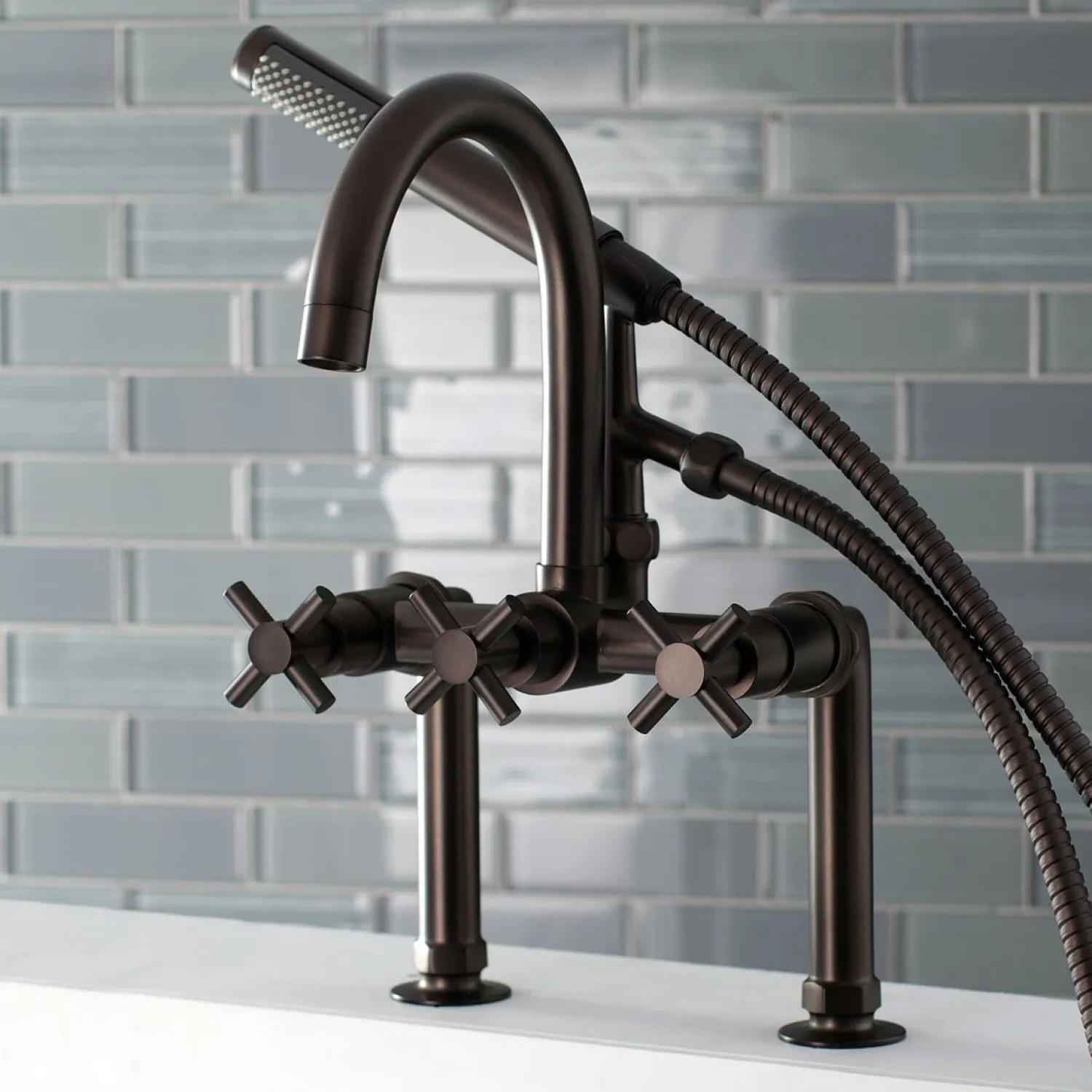 Hot Concord Deck Mount 2-Hole Tub Filler with Hand Shower Tub & Shower Sets|Tub Faucets