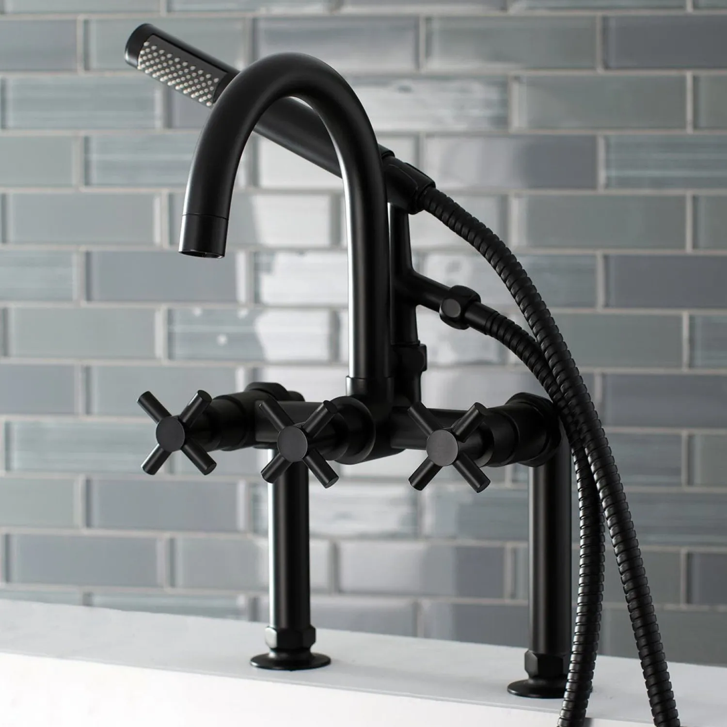 Hot Concord Deck Mount 2-Hole Tub Filler with Hand Shower Tub & Shower Sets|Tub Faucets