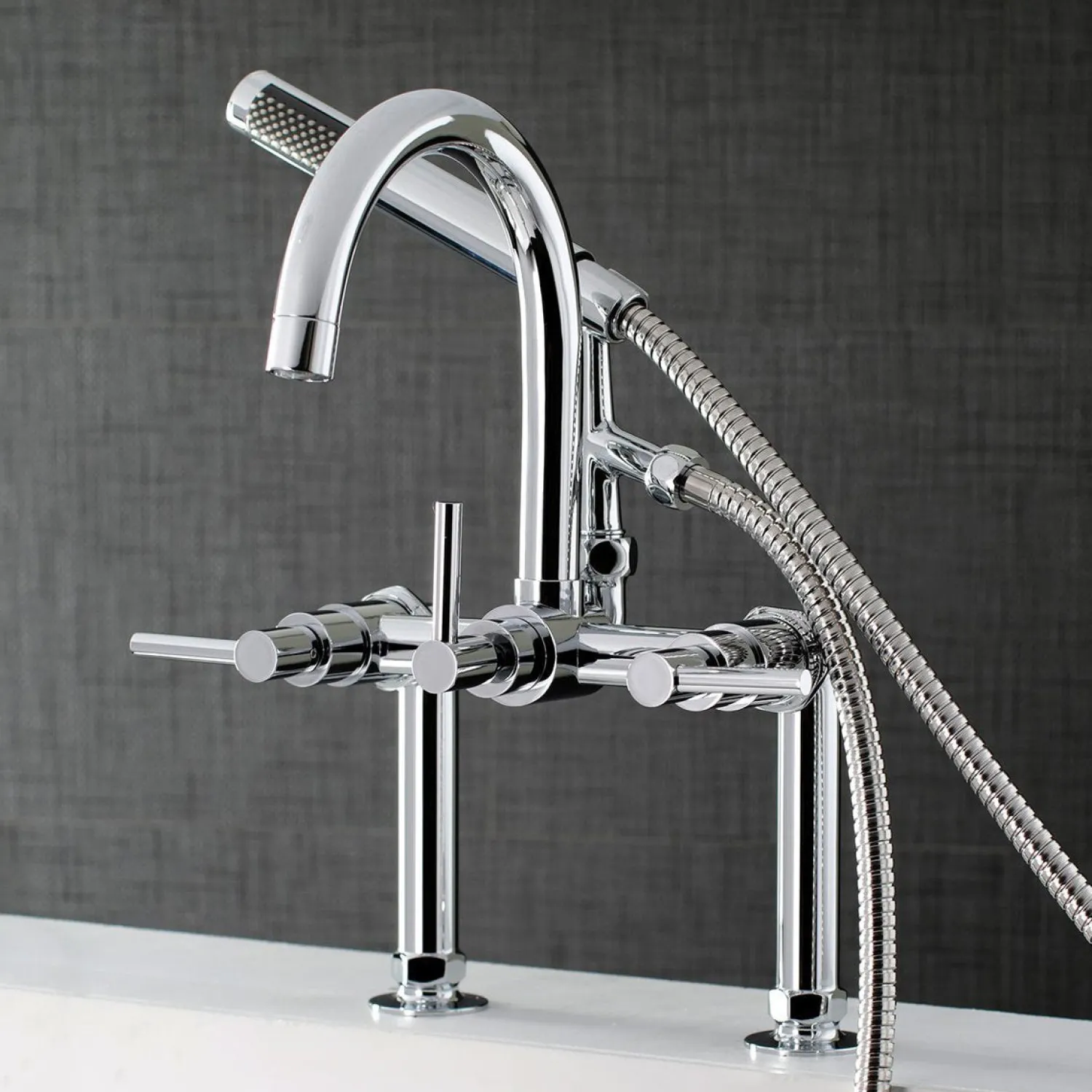 Hot Concord Deck Mount Tub Filler with Hand Shower Tub & Shower Sets|Tub Faucets