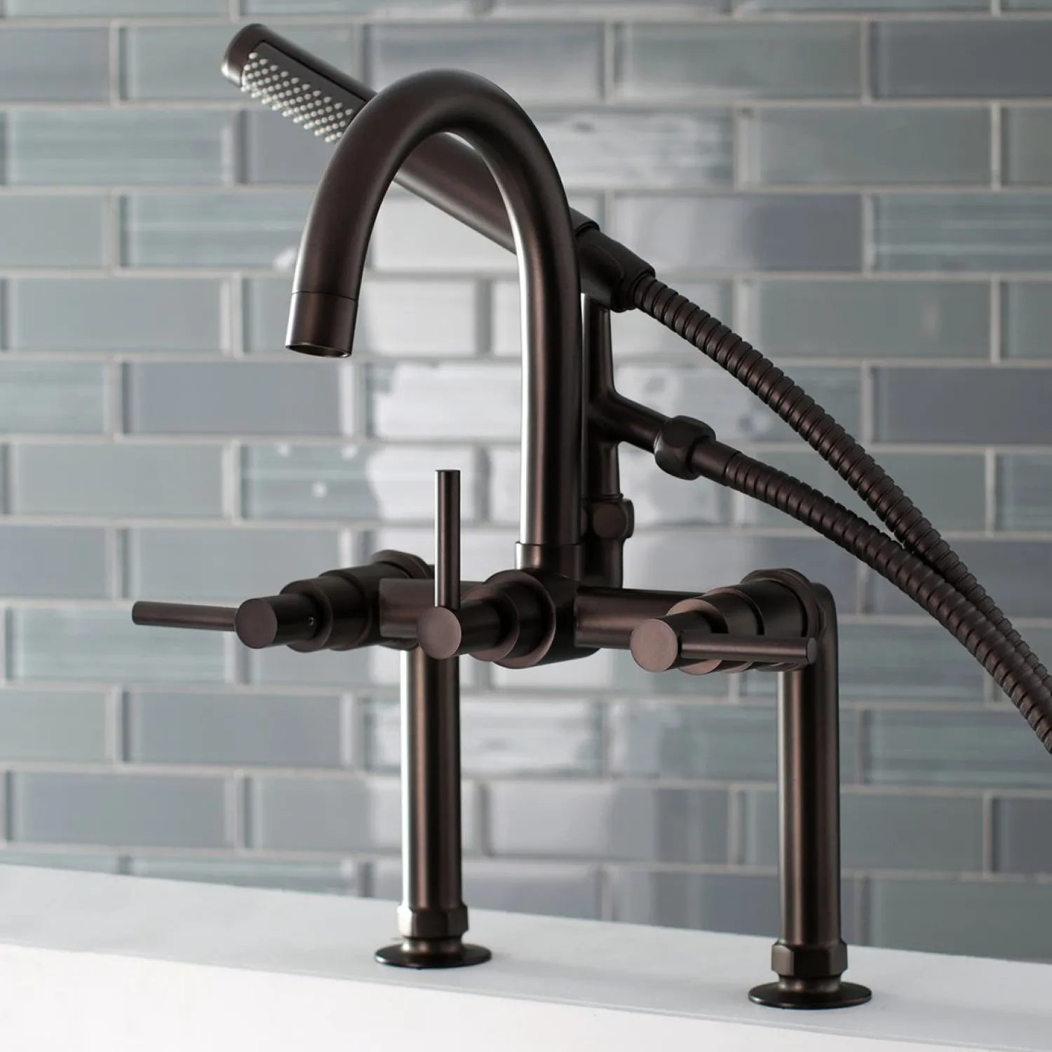 Hot Concord Deck Mount Tub Filler with Hand Shower Tub & Shower Sets|Tub Faucets