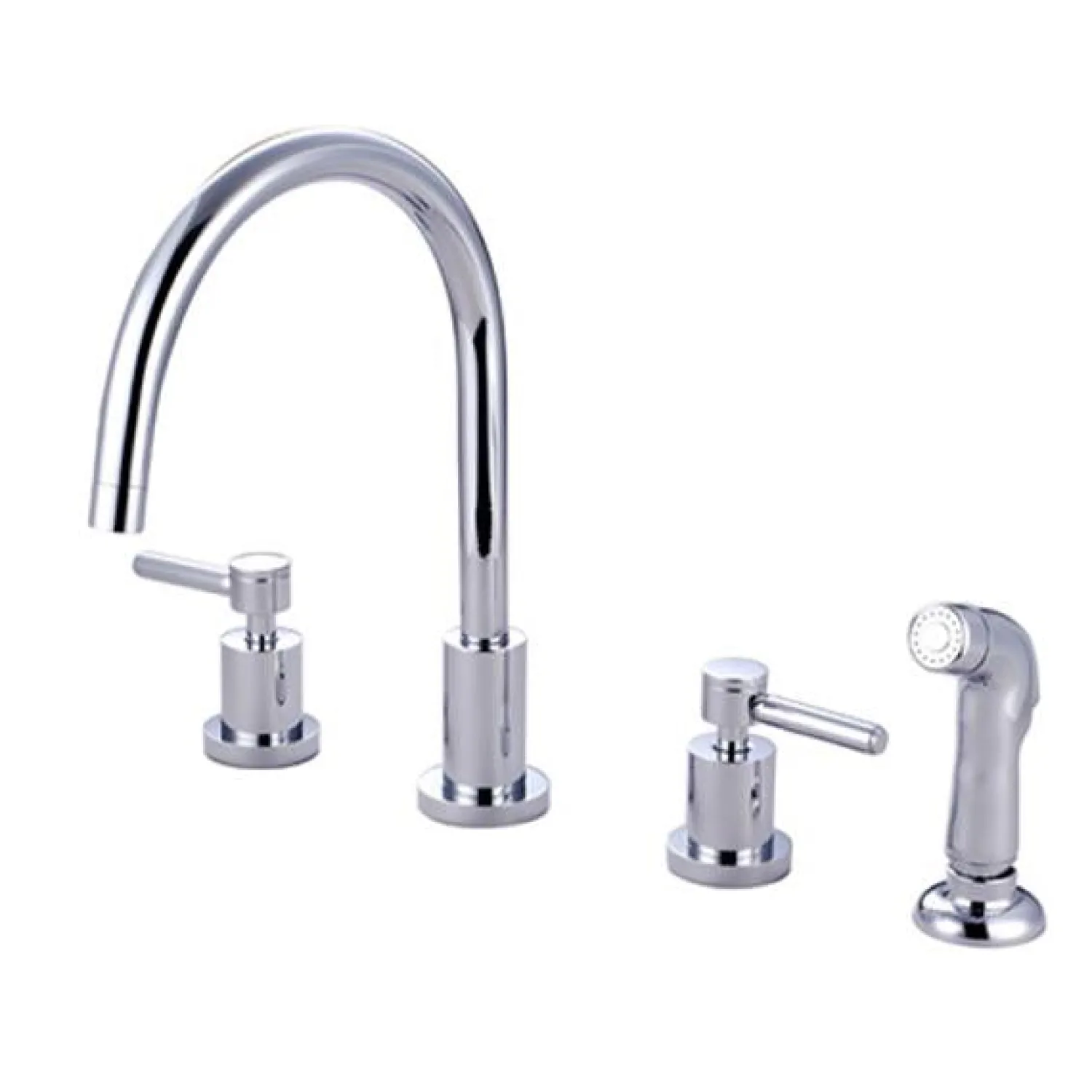 Sale Concord Double Handle Widespread Kitchen Faucet with Non-Metallic Sprayer Widespread Kitchen Faucets