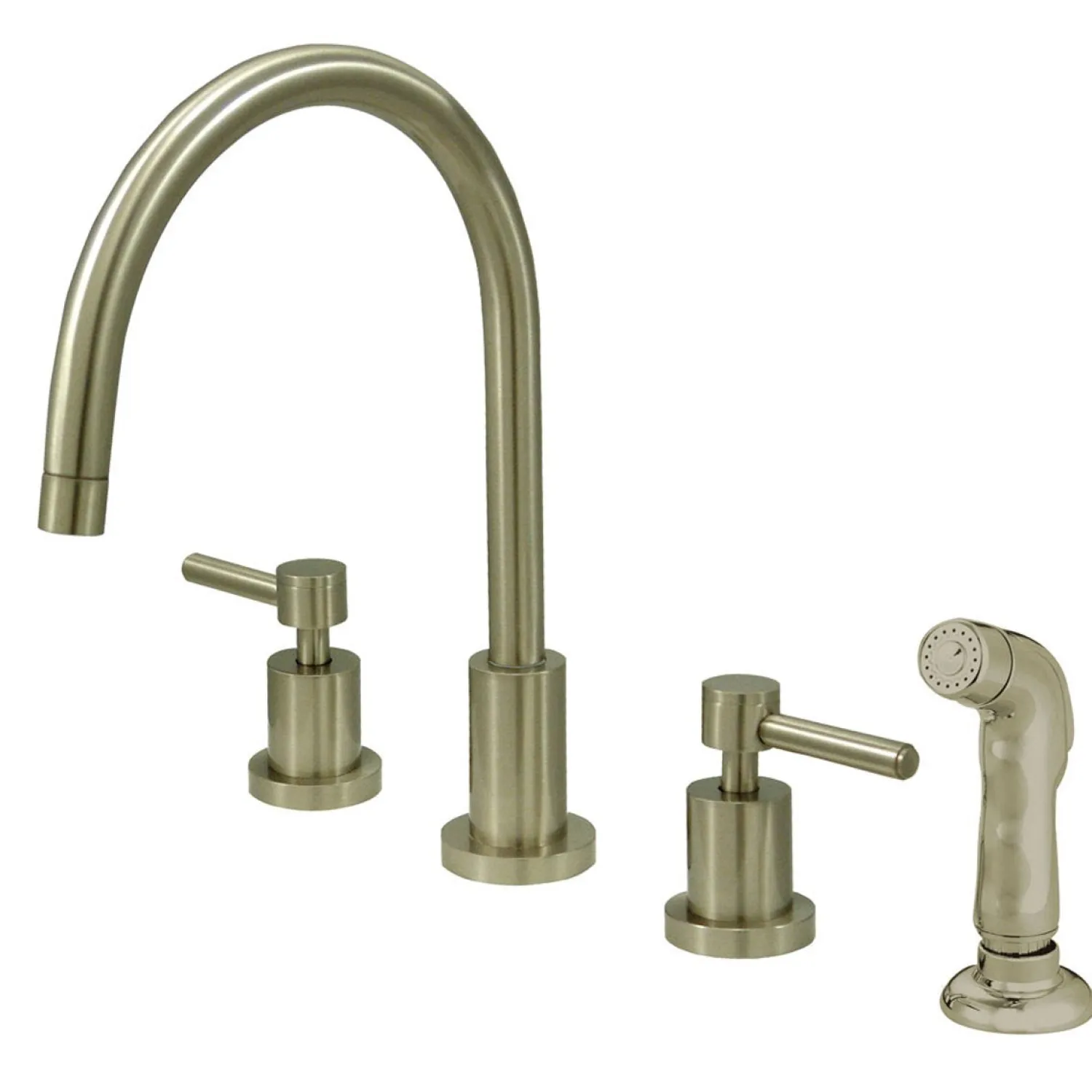 Sale Concord Double Handle Widespread Kitchen Faucet with Non-Metallic Sprayer Widespread Kitchen Faucets