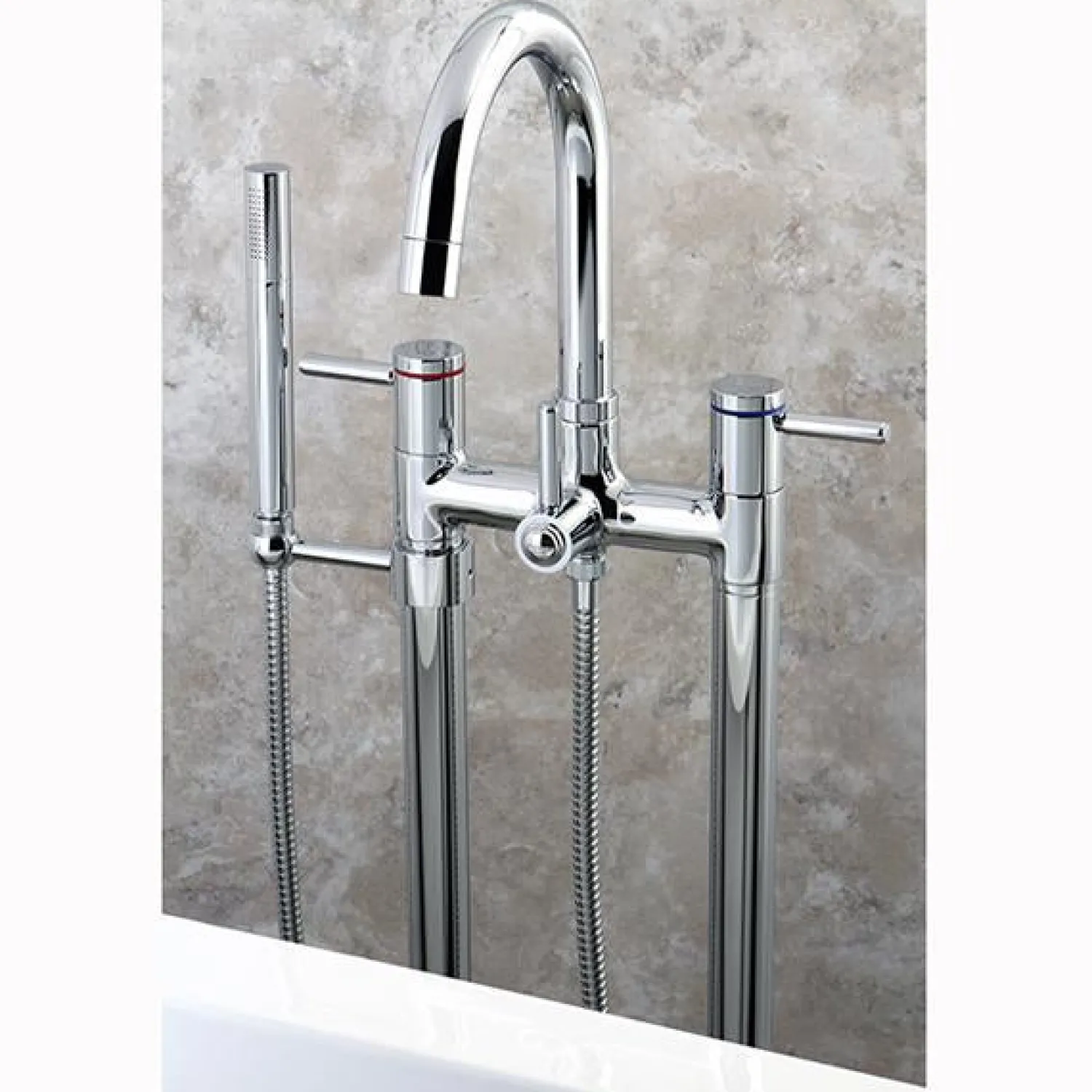 Concord Floor Mount Freestanding Tub Filler with Hand Shower Free Standing Tub Fillers|Tub Faucets