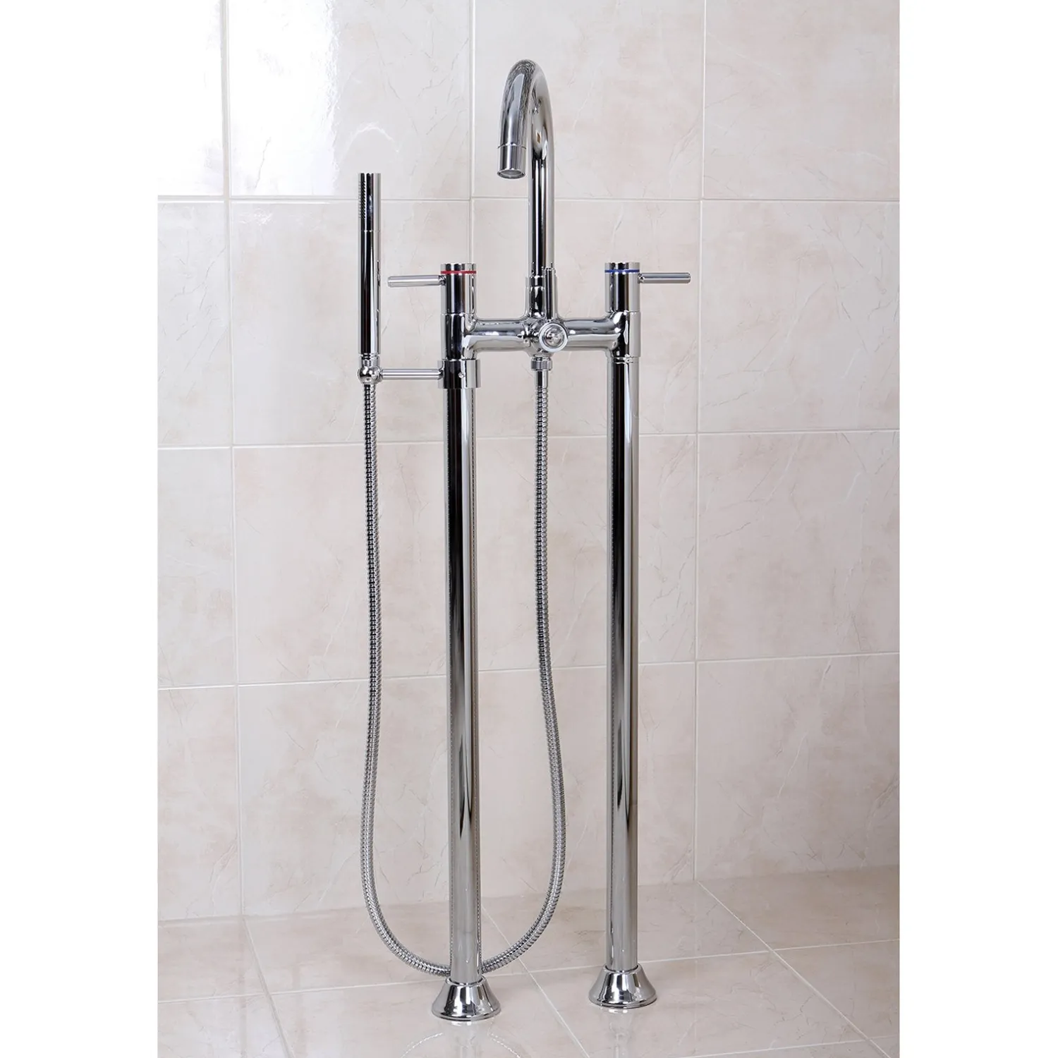 Concord Floor Mount Freestanding Tub Filler with Hand Shower Free Standing Tub Fillers|Tub Faucets