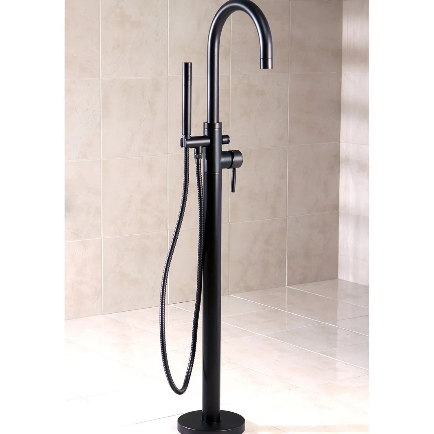 Best Concord Floor Mount Tub Filler with Hand Shower Free Standing Tub Fillers|Tub Faucets