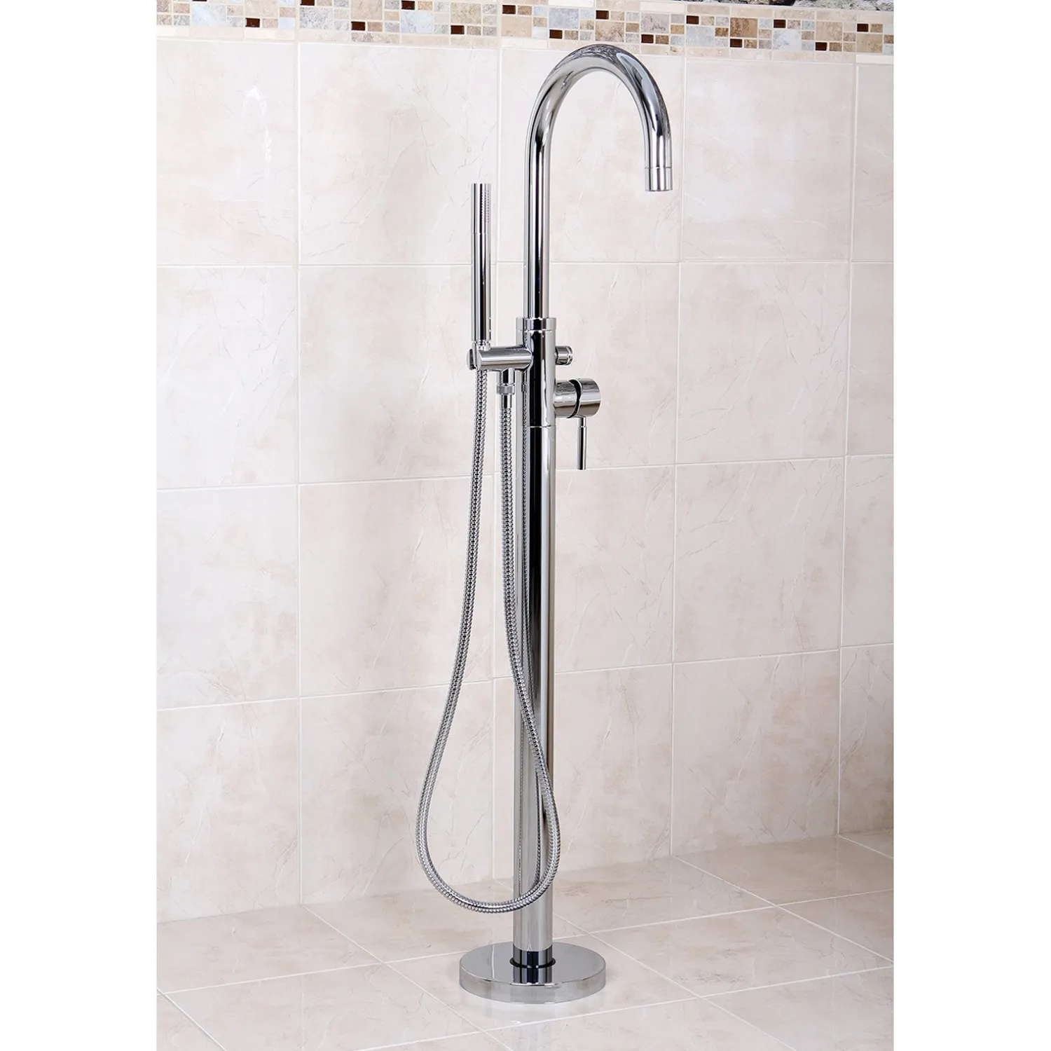 Best Concord Floor Mount Tub Filler with Hand Shower Free Standing Tub Fillers|Tub Faucets