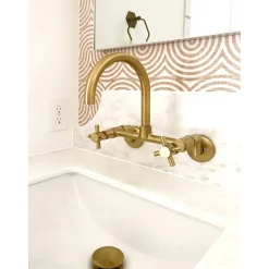 Sale Concord 2-Hole 8-Inch Adjustable Center Wall Mount Kitchen Faucet Wall Mounted Kitchen Faucets