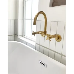 Sale Concord 2-Hole 8-Inch Adjustable Center Wall Mount Kitchen Faucet Wall Mounted Kitchen Faucets