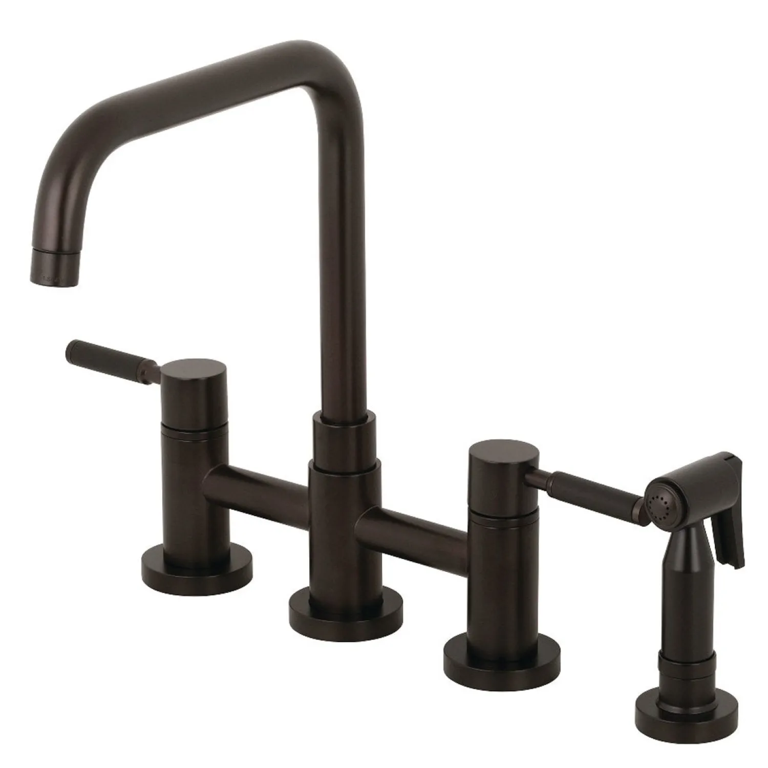 Sale Concord 4-Hole Two-Handle Bridge Kitchen Faucet with Brass Side Sprayer Faucets With Side Spray|Bridge Faucets