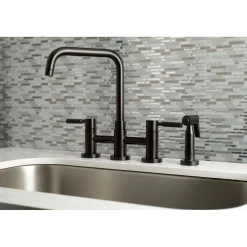 Sale Concord 4-Hole Two-Handle Bridge Kitchen Faucet with Brass Side Sprayer Faucets With Side Spray|Bridge Faucets