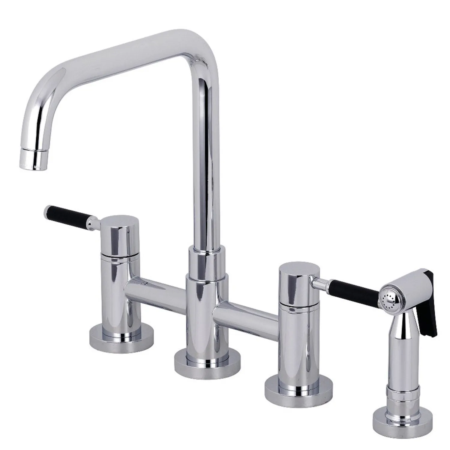 Sale Concord 4-Hole Two-Handle Bridge Kitchen Faucet with Brass Side Sprayer Faucets With Side Spray|Bridge Faucets