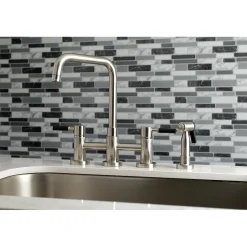 Sale Concord 4-Hole Two-Handle Bridge Kitchen Faucet with Brass Side Sprayer Faucets With Side Spray|Bridge Faucets