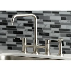 Sale Concord 4-Hole Two-Handle Bridge Kitchen Faucet with Brass Side Sprayer Faucets With Side Spray|Bridge Faucets
