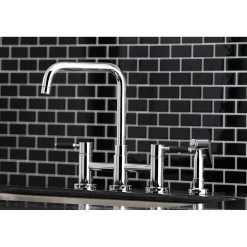 Sale Concord 4-Hole Two-Handle Bridge Kitchen Faucet with Brass Side Sprayer Faucets With Side Spray|Bridge Faucets