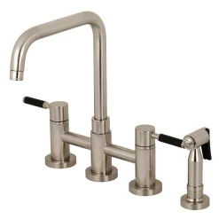 Sale Concord 4-Hole Two-Handle Bridge Kitchen Faucet with Brass Side Sprayer Faucets With Side Spray|Bridge Faucets