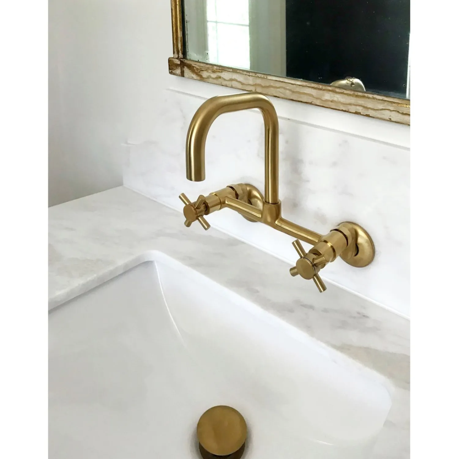 New Concord 8-Inch Adjustable Center 2-Hole Wall Mount Kitchen Faucet Wall Mounted Kitchen Faucets