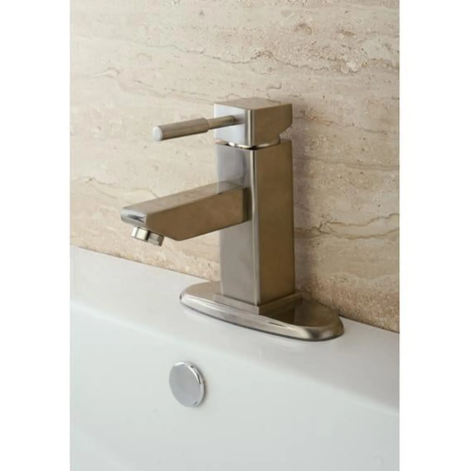 Concord Single Handle 4" Centerset Lavatory Faucet with Optional Deck Plate and Push-Up 4" Center Set