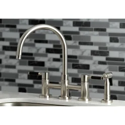 Best Concord Two-Handle Bridge Kitchen Faucet with Brass Side Sprayer Faucets With Side Spray|Bridge Faucets