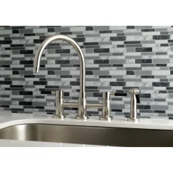 Best Concord Two-Handle Bridge Kitchen Faucet with Brass Side Sprayer Faucets With Side Spray|Bridge Faucets