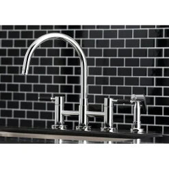 Best Concord Two-Handle Bridge Kitchen Faucet with Brass Side Sprayer Faucets With Side Spray|Bridge Faucets