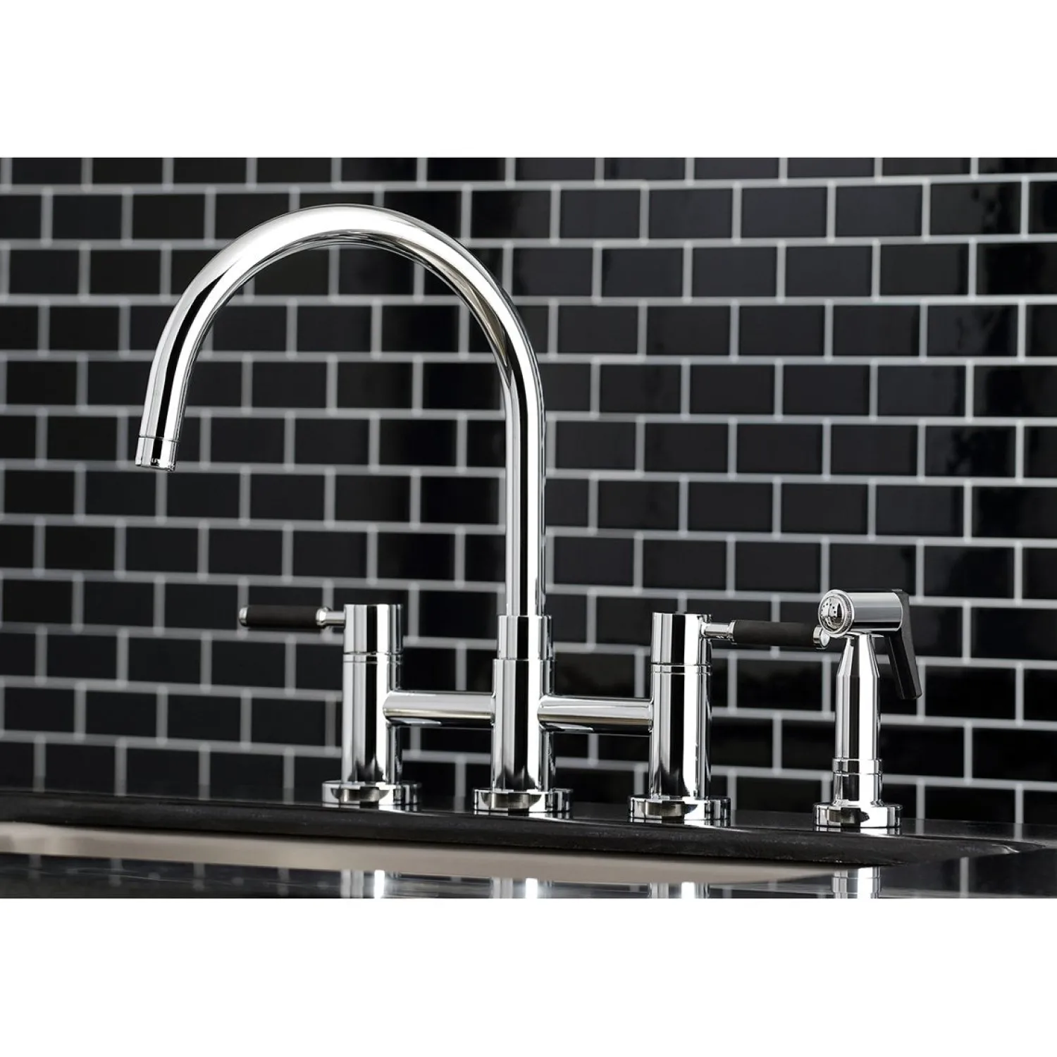 Best Concord Two-Handle Bridge Kitchen Faucet with Brass Side Sprayer Faucets With Side Spray|Bridge Faucets