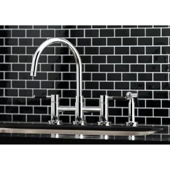 Best Concord Two-Handle Bridge Kitchen Faucet with Brass Side Sprayer Faucets With Side Spray|Bridge Faucets