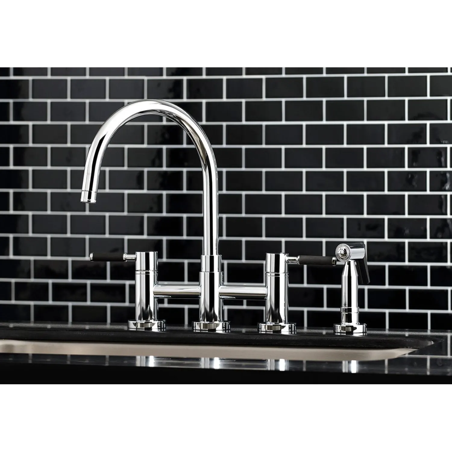 Best Concord Two-Handle Bridge Kitchen Faucet with Brass Side Sprayer Faucets With Side Spray|Bridge Faucets