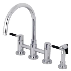 Best Concord Two-Handle Bridge Kitchen Faucet with Brass Side Sprayer Faucets With Side Spray|Bridge Faucets