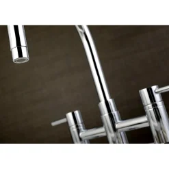 New Concord Two-Handle 4-Hole Bridge Kitchen Faucet with Brass Side Sprayer Faucets With Side Spray|Bridge Faucets