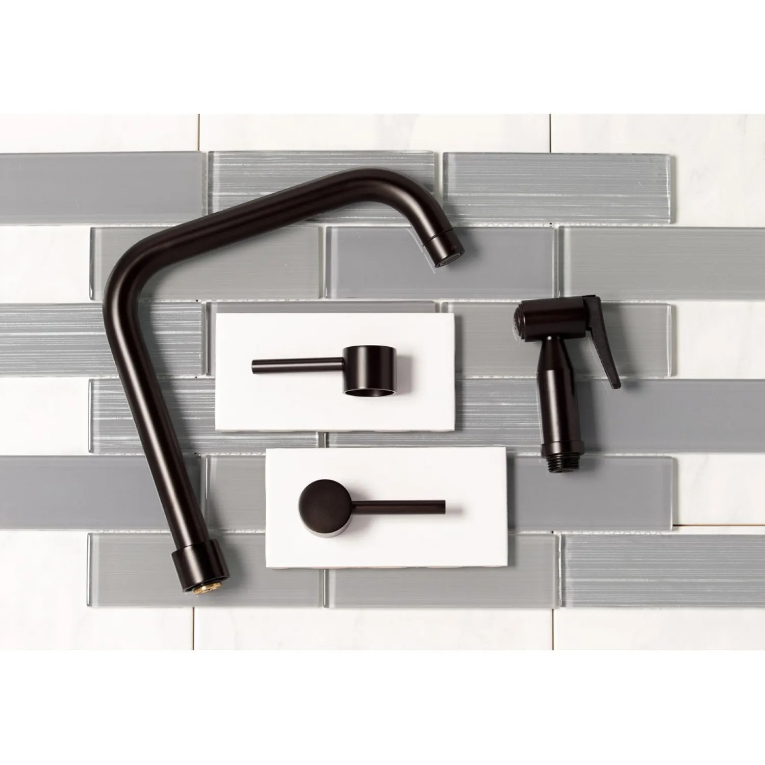 Concord Two-Handle Deck Mount Bridge Kitchen Faucet with Brass Side Sprayer Faucets With Side Spray|Bridge Faucets