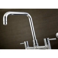 Concord Two-Handle Deck Mount Bridge Kitchen Faucet with Brass Side Sprayer Faucets With Side Spray|Bridge Faucets