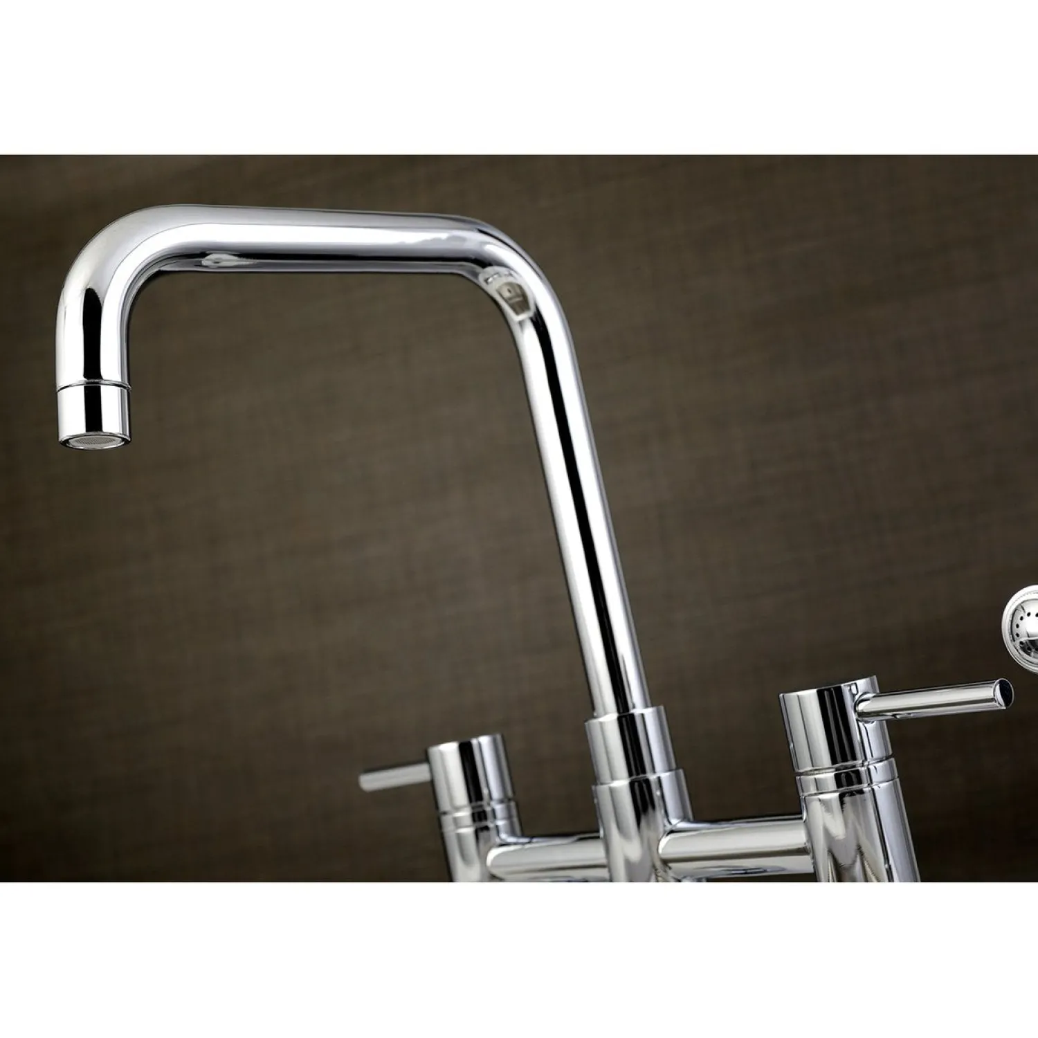 Concord Two-Handle Deck Mount Bridge Kitchen Faucet with Brass Side Sprayer Faucets With Side Spray|Bridge Faucets