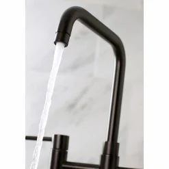 Concord Two-Handle Deck Mount Bridge Kitchen Faucet with Brass Side Sprayer Faucets With Side Spray|Bridge Faucets
