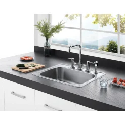 Concord Two-Handle Deck Mount Bridge Kitchen Faucet with Brass Side Sprayer Faucets With Side Spray|Bridge Faucets