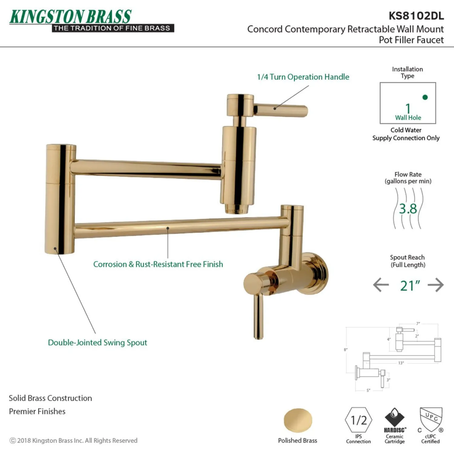 Online Concord Wall Mount Single Hole Pot Filler Kitchen Faucet Wall Mounted Kitchen Faucets|Single Hole